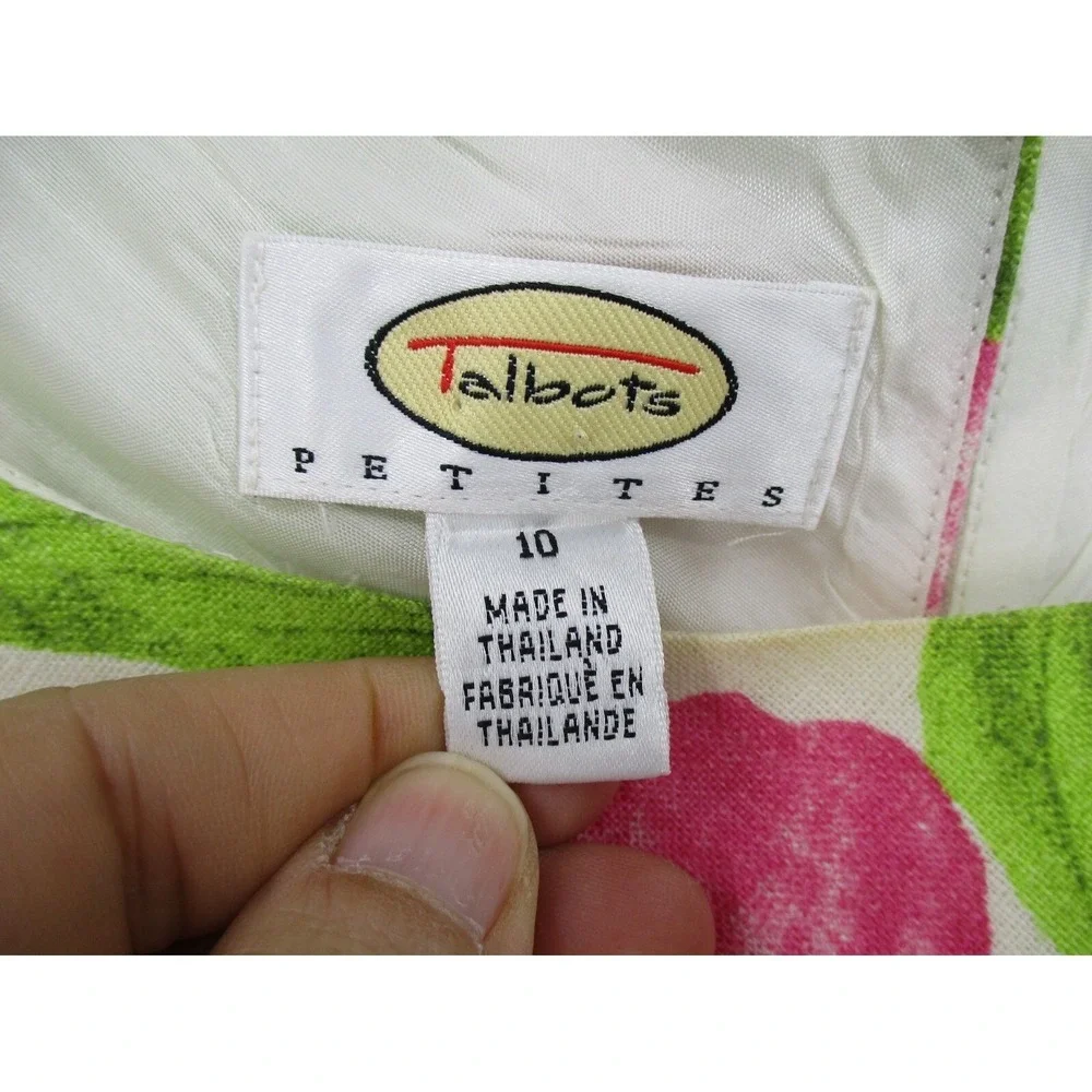 Vintage Talbots Dress 8 Petite Floral Linen Modest Cottage Maxi Tropical Vibrant - Picture 9 of 12